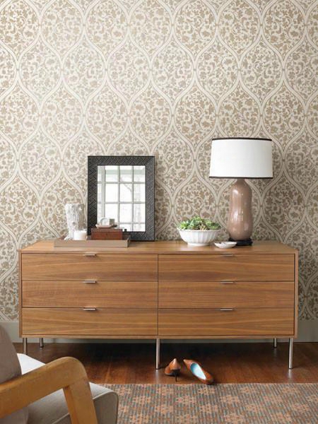 Adelaide Taupe Ogee Floral Wallpaper Design By Brewster Home Fashions