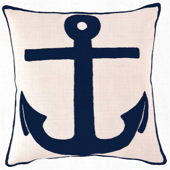 Admiral Ivory/navy Indoor/outdoor Pillow Design By Fresh American