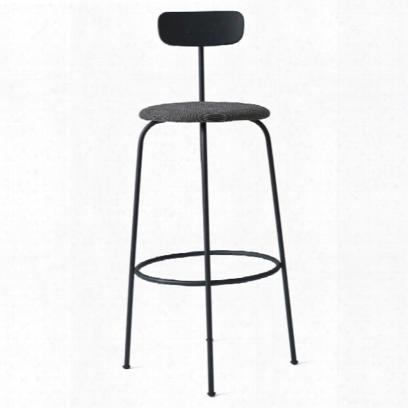 Afteroom Bar Stool In Black W/ Basel 183 Fabric Upholstery Design By Menu