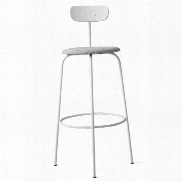 Afterooom Bar Stool In White W/ Basel 123 Fabric Upholstery Design By Menu