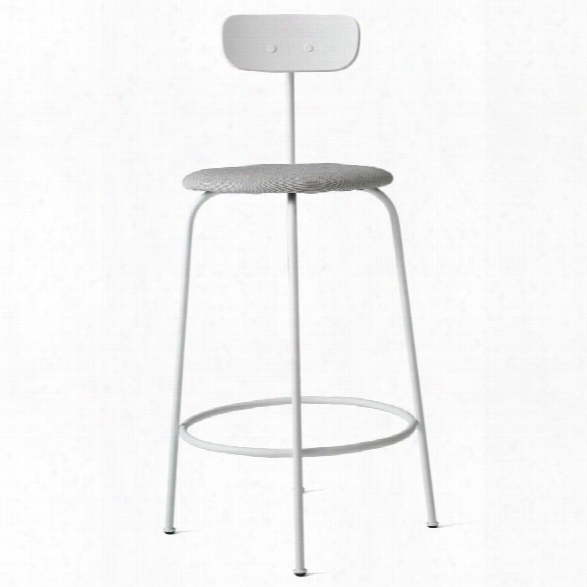 Afteroom Counter Stool In White W/ Basel 123 Fabric Upholstery Design By Menu