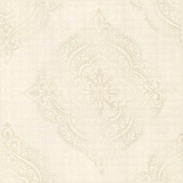 Capella Champagne Medallion Wallpaper From The Avalon Collection By Brewster Home Fashions