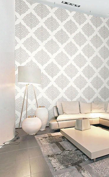 Capella Cream Medallion Wallpaper From The Avalon Collection By Brewster Home Fashions