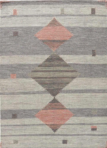 Carolina Rug In Light Grey & Dusty Coral Design By Jaipur