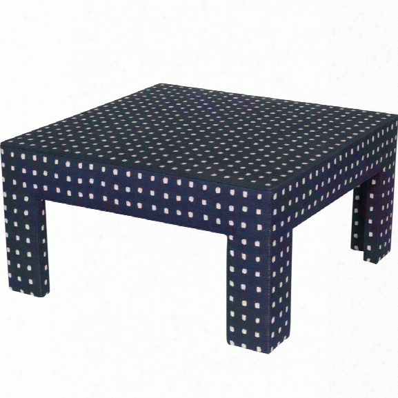 Caroline Parsons Coffee Table In Sunbrella Squares Indigo Design By Moss Studio