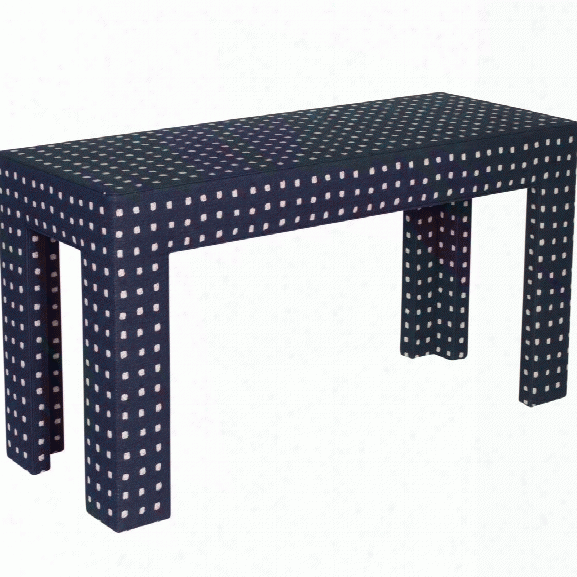 Caroline Parsons Desk In Sunbrella Squares Indigo Design By Moss Studio