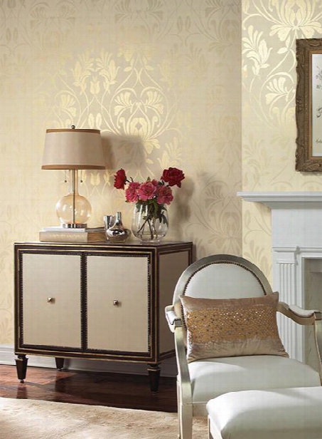 Casablana Damask Wallpaper In Gold By Ronald Redding For York Wallcoverings