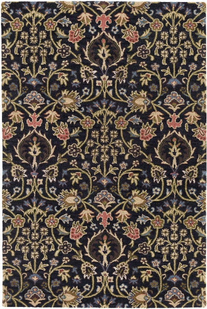 Castello Rug In Dark Brown & Rose Design By Surya