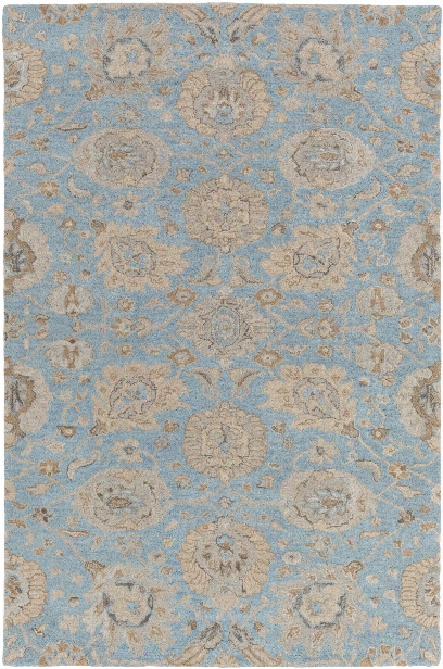 Castello Rug In Light Grey & Denim Design By Surya