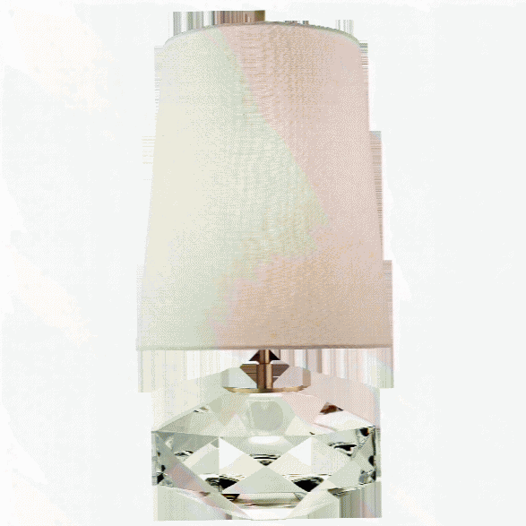 Castle Peak Glass Lamp In Crystal W/ Cream Linen Shade Design By Kate Spade