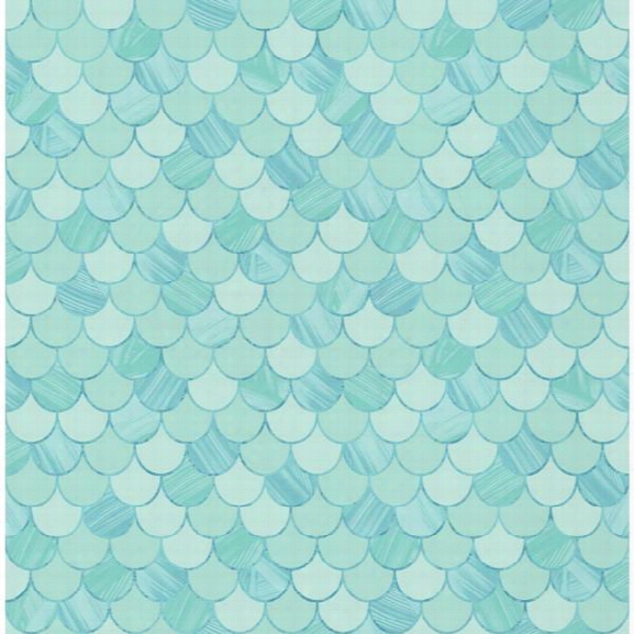 Catalina Scales Wallpaper In Aqua From The Tortuga Collection By Seabrook Wallcoverings