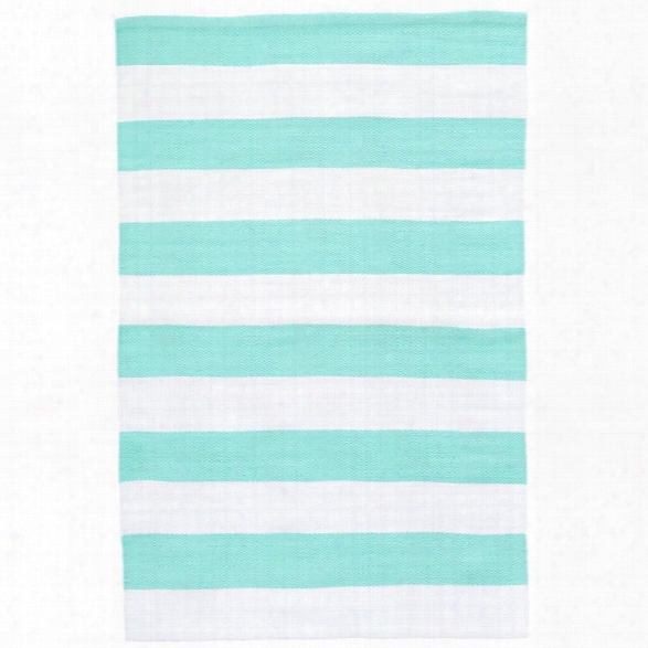 Catamaran Stripe Aqua & White Indoor/outdoor Rug Design By Dash & Albert