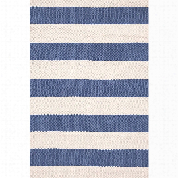 Catamaran Stripe Denim & Ivory Indoor/outdoor Rug Design By Dash & Albert