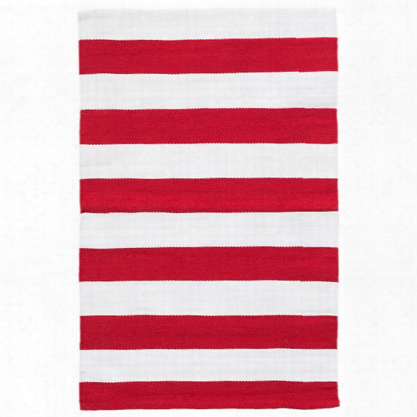 Catamaran Stripe Red & White Indoor/outdoor Rug Design By Dash & Albert