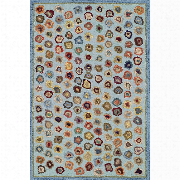 Cat's Paw Blue Wool Micro Hooked Rug Design By Dash & Albert