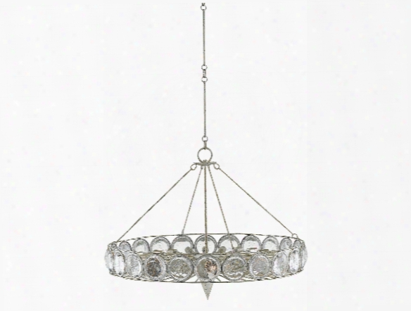 Celestia Circle Chandelier In Majestic Silver Leaf Design By Currey & Company