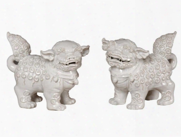 Ceramic Foo Dogs Inwhite Design By Emissary