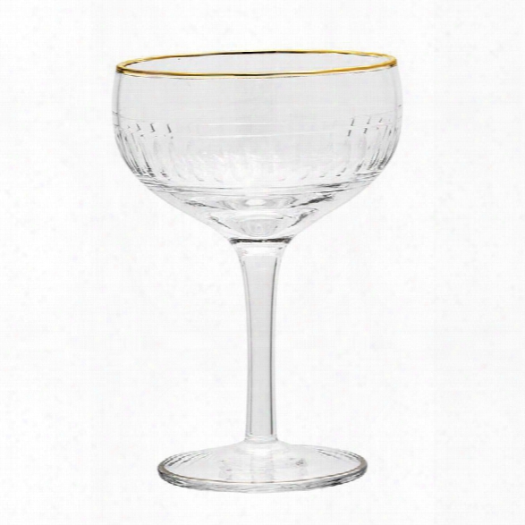 Champagne Glass W/ Gold Electroplated Rim Design By Bd Edition