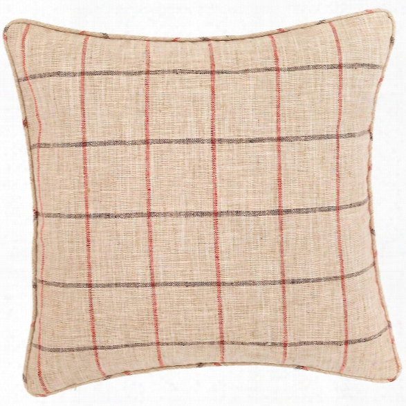 Chatham Tattersall Brick/brown Indoor/outdoor Decorative Pillow Design By Fresh American