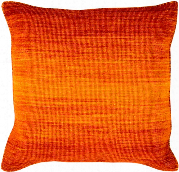 Chaz 18" X 18" Wool Cushion In Bright Orange And Burnt Orange Shade By Surya