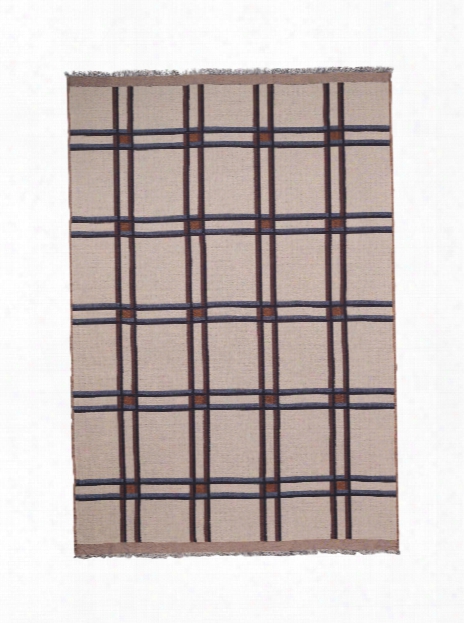 Checked Wool Blend Blanket In Beige Design By Ferm Living