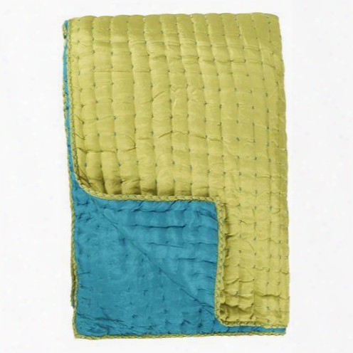 Chenevard Turquoise And Pistachio Pure Silk Quilt And Shams Design By Designers Guild