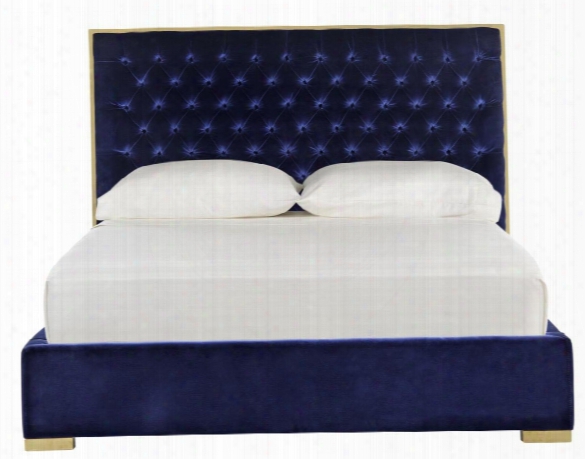Chester Velvet Bed In Giotto Navy Design By Safavieh