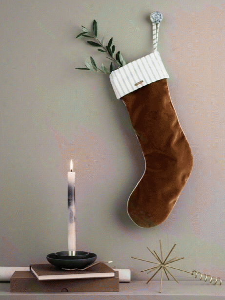 Christmas Velvet Stocking In Mustard Design By Ferm Living