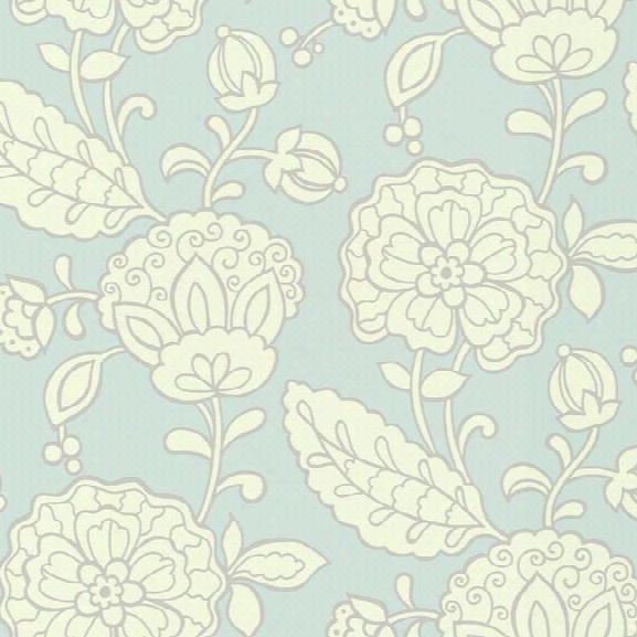 Chunky Floral Wallpaper In Pale Blue Design By Carey Lind For York Wallcoverings