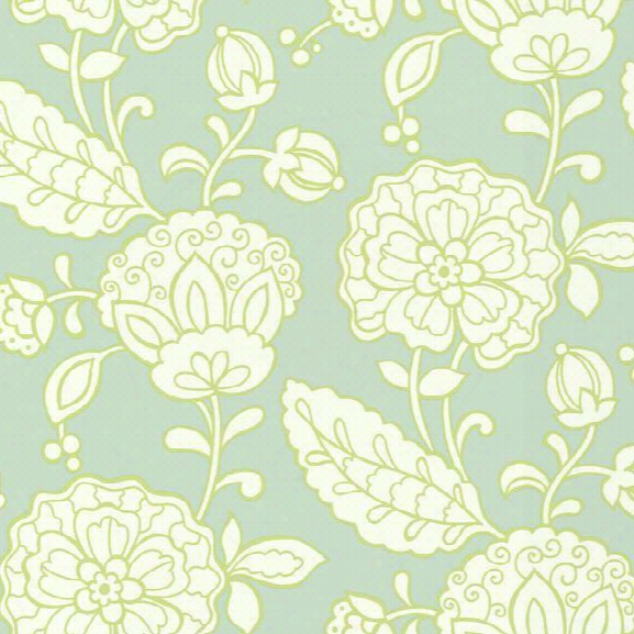 Chunky Floral Wallpaper In Seafoam Green And Lime Design By Carey Lind For York Wallcoverings