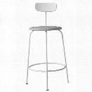 Afteroom Counter Stool in White w/ Basel 123 Fabric Upholstery design by Menu