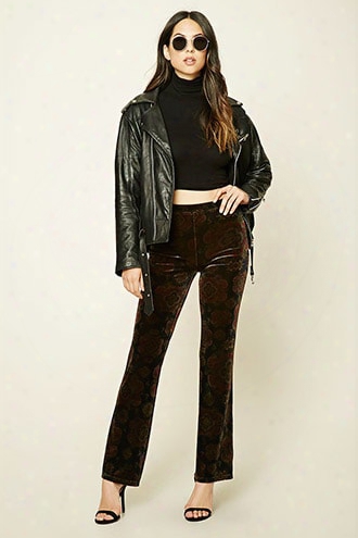 Abstract Print Velvet Pants