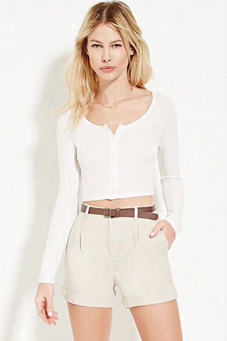 Belted Linen-blend Shorts