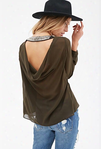 Contemporary Beaded-strap Draped Top