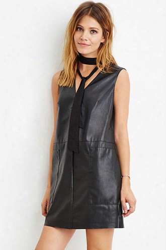Contemporary Faux Leather Shift Dress