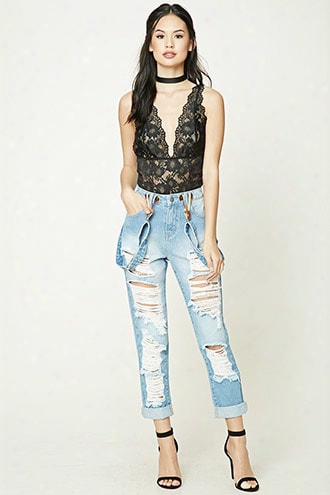 Distressed Suspender Jeans