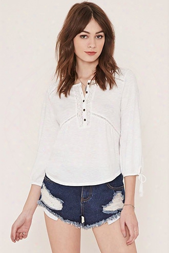 Embroidered Slub Knit Top