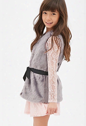 Faux Fur Ribbon Belt Vest (kids)