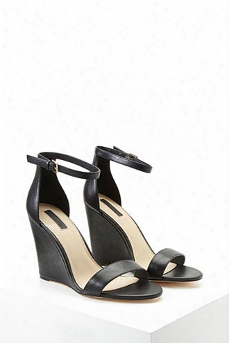 Faux Leather Ankle-strap Wedges