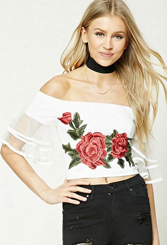 Floral Patch Ruffled Crop Top