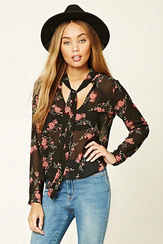 Floral Tie-neck Top