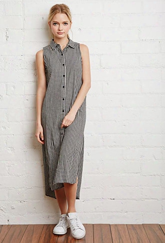 Gingham Midi Shirt Dress