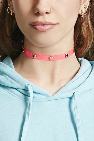 Heart Studded Clear Choker