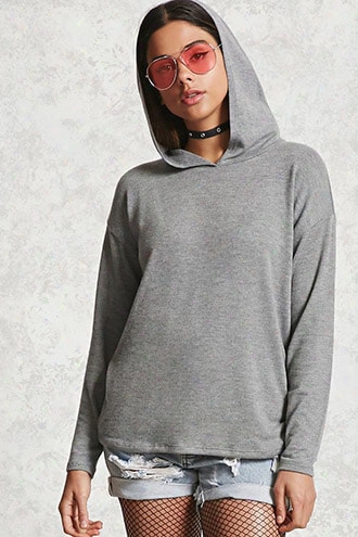 Heathered Knit Hooded Top