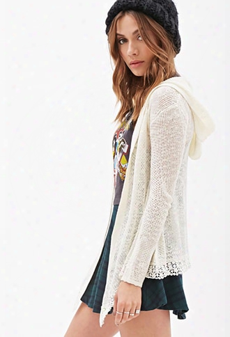 Hooded Crochet-trimmed Cardigan