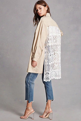 Lace Back Trench Coat