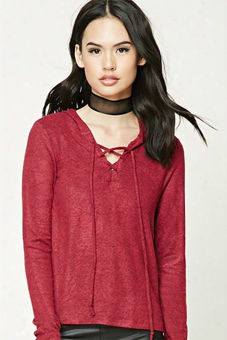 Lace-up Hooded Sweater