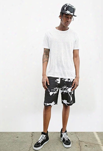 Leef Paris Paint Splatter Print Shorts