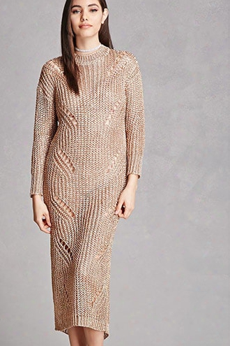 Metallic Ladder-cutout Dress