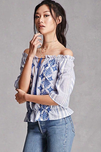 Off-the-shoulder Striped Top